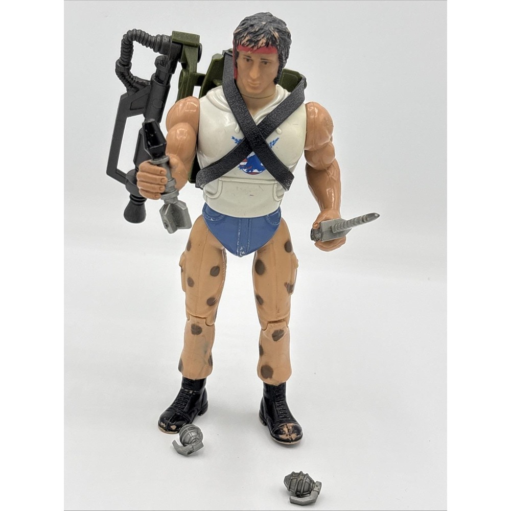 Vintage 1986 Coleco Rambo Fire-Power Figure NEAR COMPLETE Working Backpack